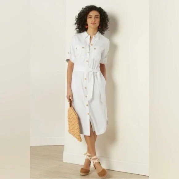 NWOT Soft Surroundings Fontana Linen White Dress - Picture 1 of 11